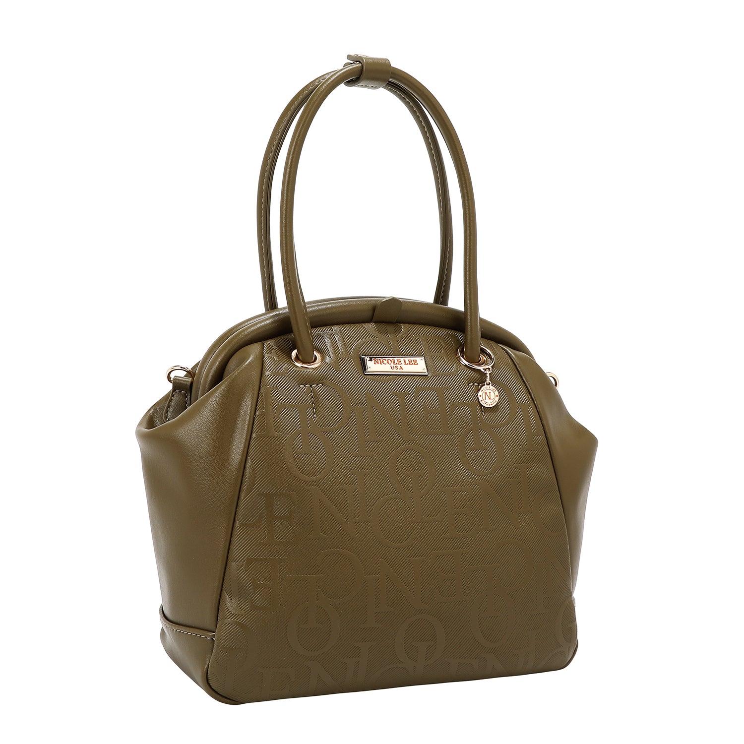 BOLSO DE HOMBRO CON MARCO ELEGANTE EN RELIEVE (OLIVA)