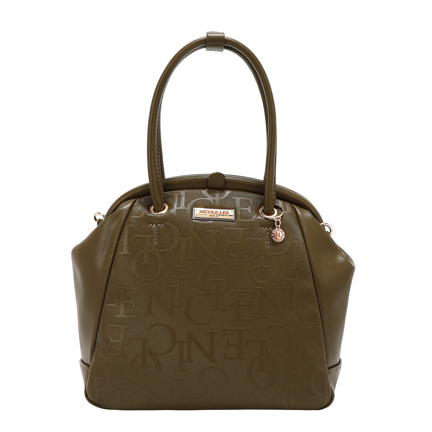 BOLSO DE HOMBRO CON MARCO ELEGANTE EN RELIEVE (OLIVA)