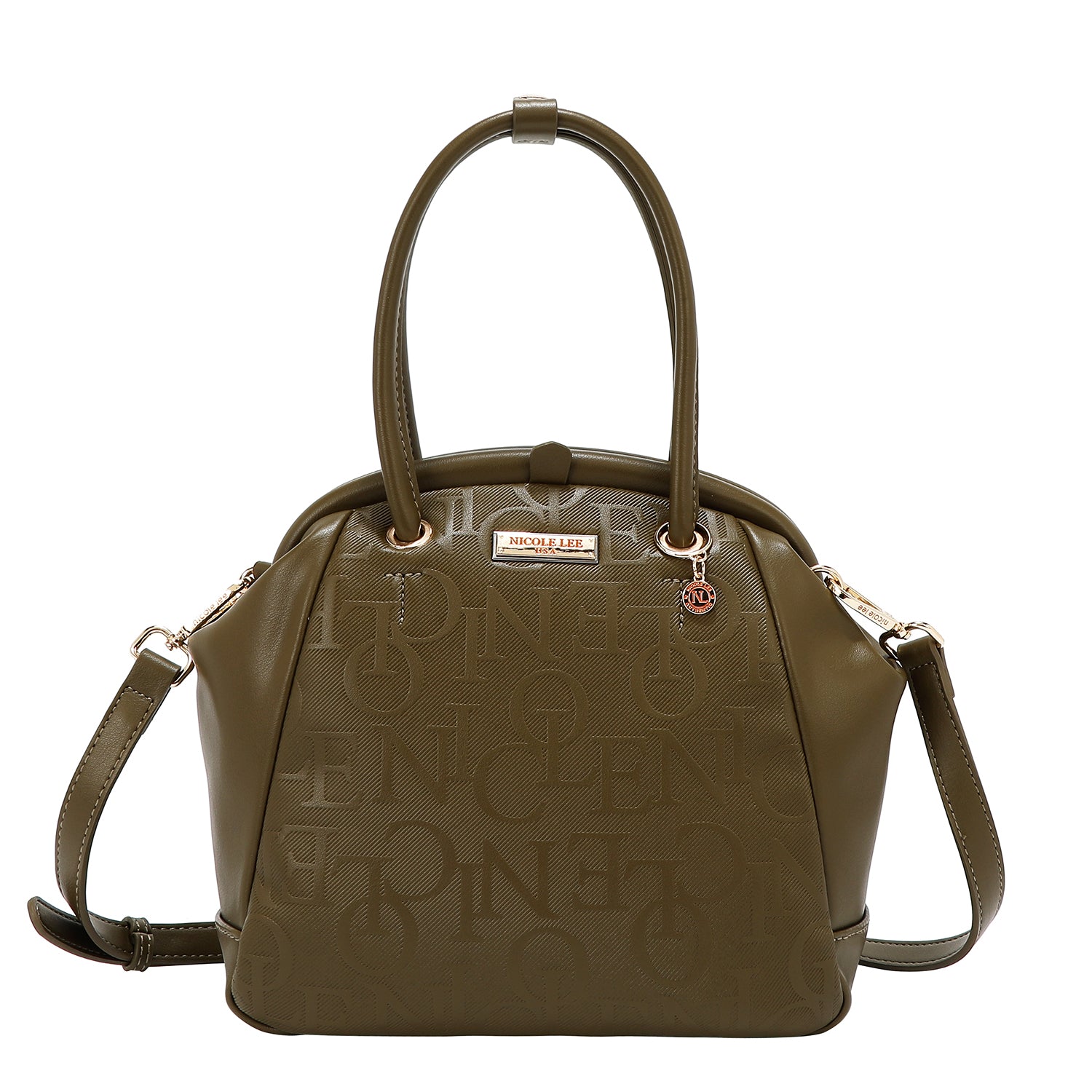 BOLSO DE HOMBRO CON MARCO ELEGANTE EN RELIEVE (OLIVA)