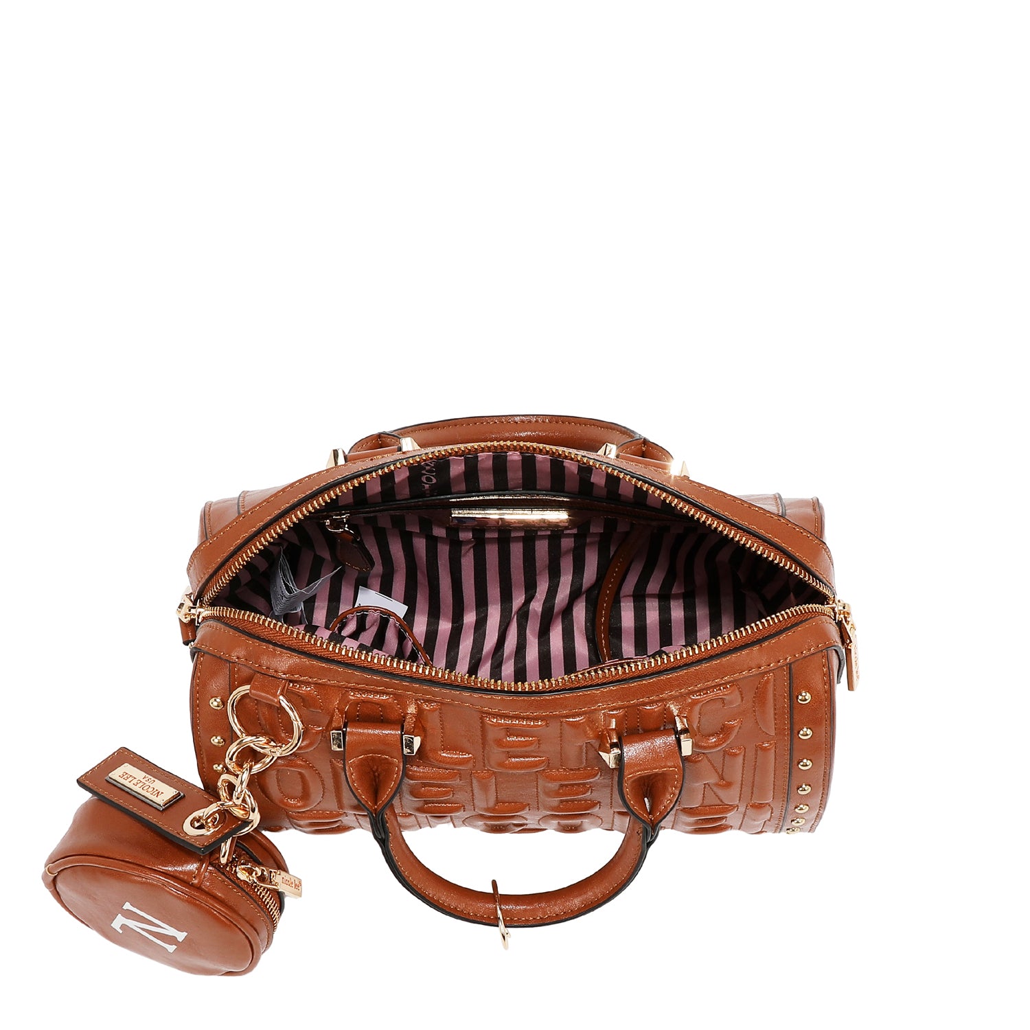 BOLSO BOSTON CON LOGOTIPO EN RELIEVE (MARRON)