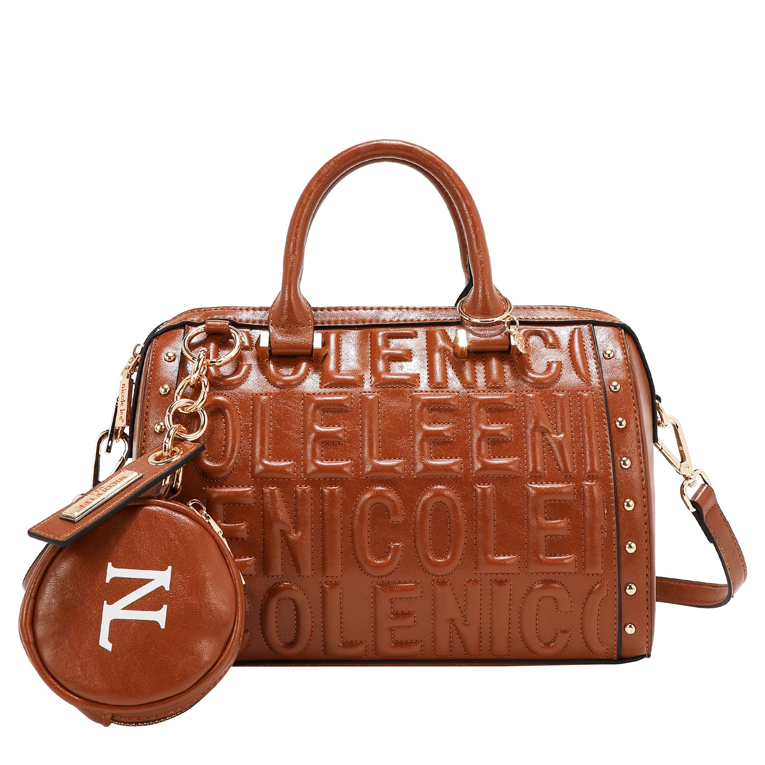 BOLSO BOSTON CON LOGOTIPO EN RELIEVE (MARRON)