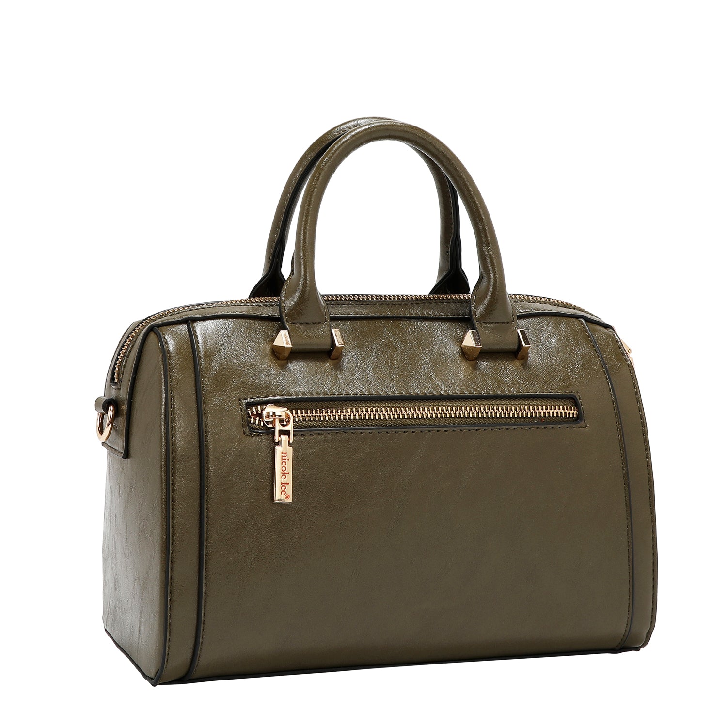 BOSTON-TASCHE MIT GEPRÄGTEM LOGO (OLIVE)