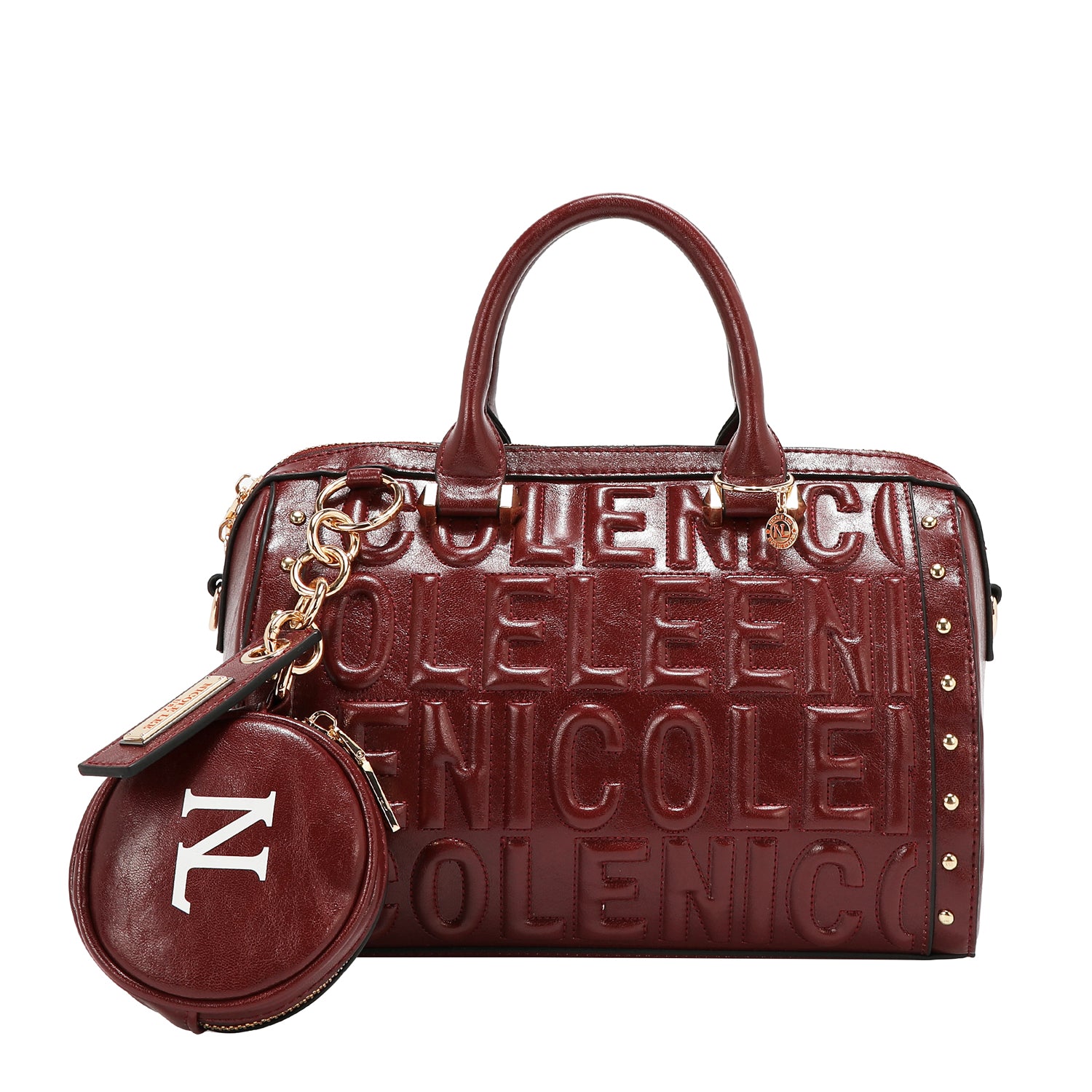 BOLSO BOSTON CON LOGOTIPO EN RELIEVE (VINO)