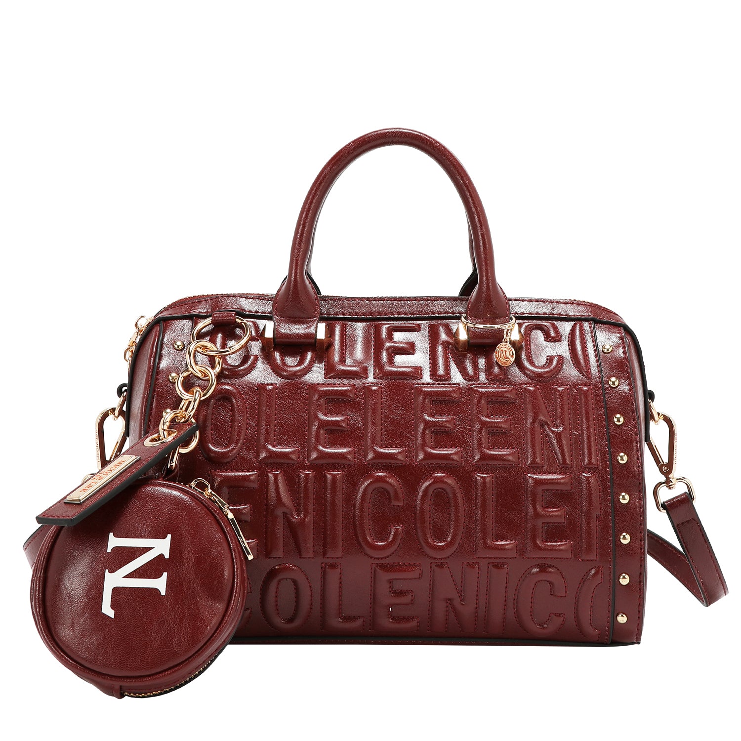 BOLSO BOSTON CON LOGOTIPO EN RELIEVE (VINO)