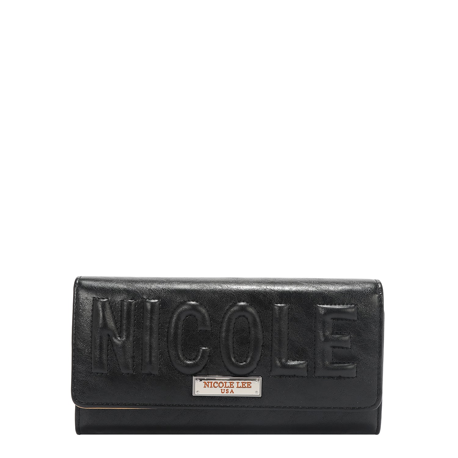 CARTERA TRIPLE PLIEGO CON LOGO EN RELIEVE (NEGRO)