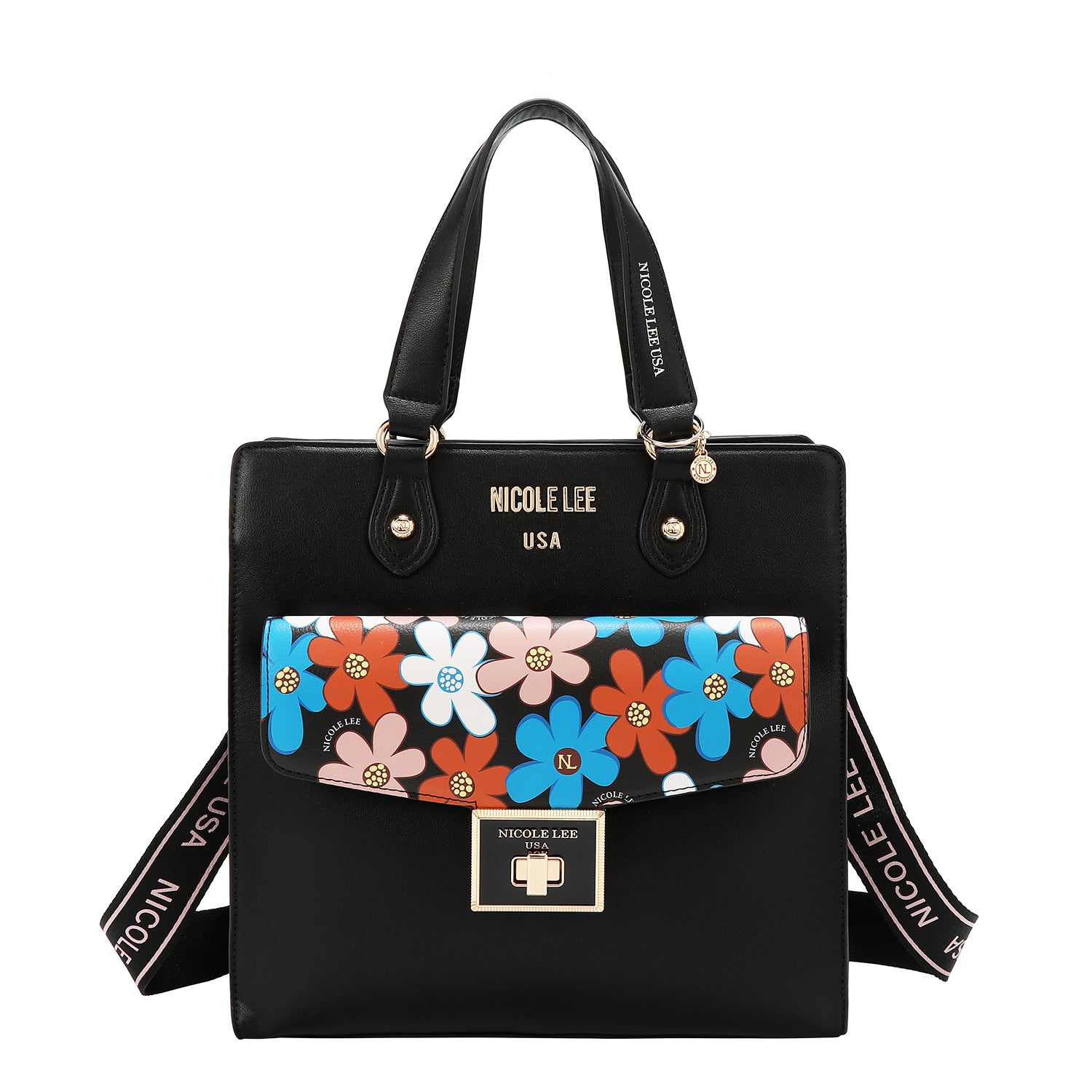 Floral Pop Tote Bag (Black)