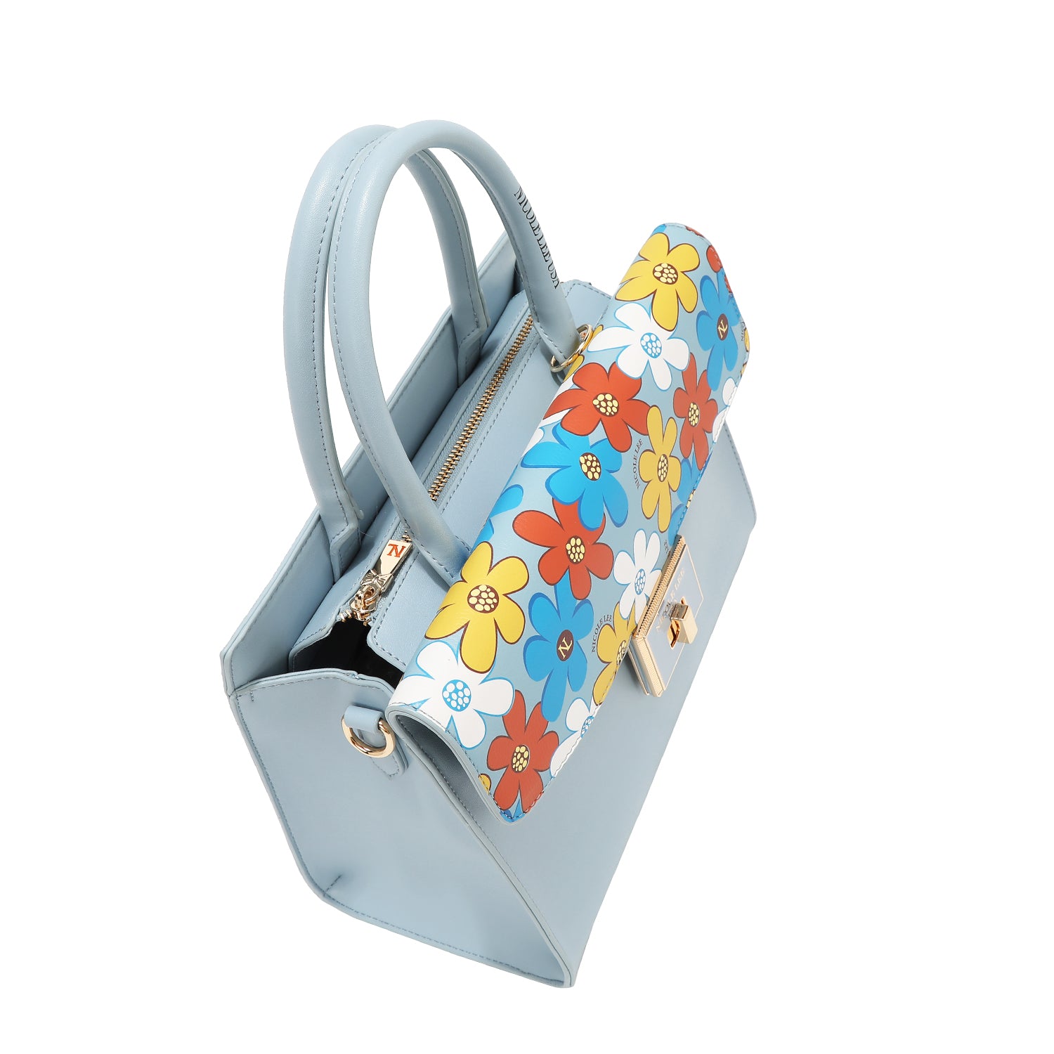 BOLSO SATCHEL POP FLORAL (AZUL)