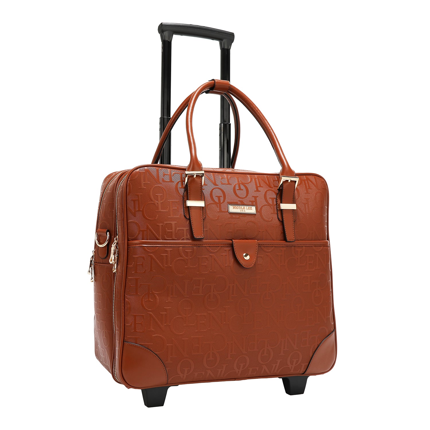 Rechteckbeutel mit Monogrammrädern (braun)