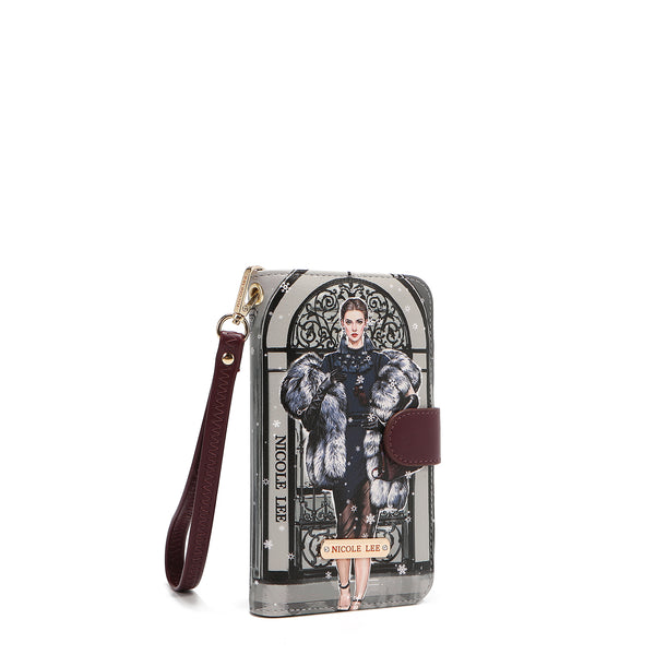 FUNDA DE TELÉFONO Y CARTERA CON LA FIRMA DE NL CON CORREA (MODA SNOWFLAKE)