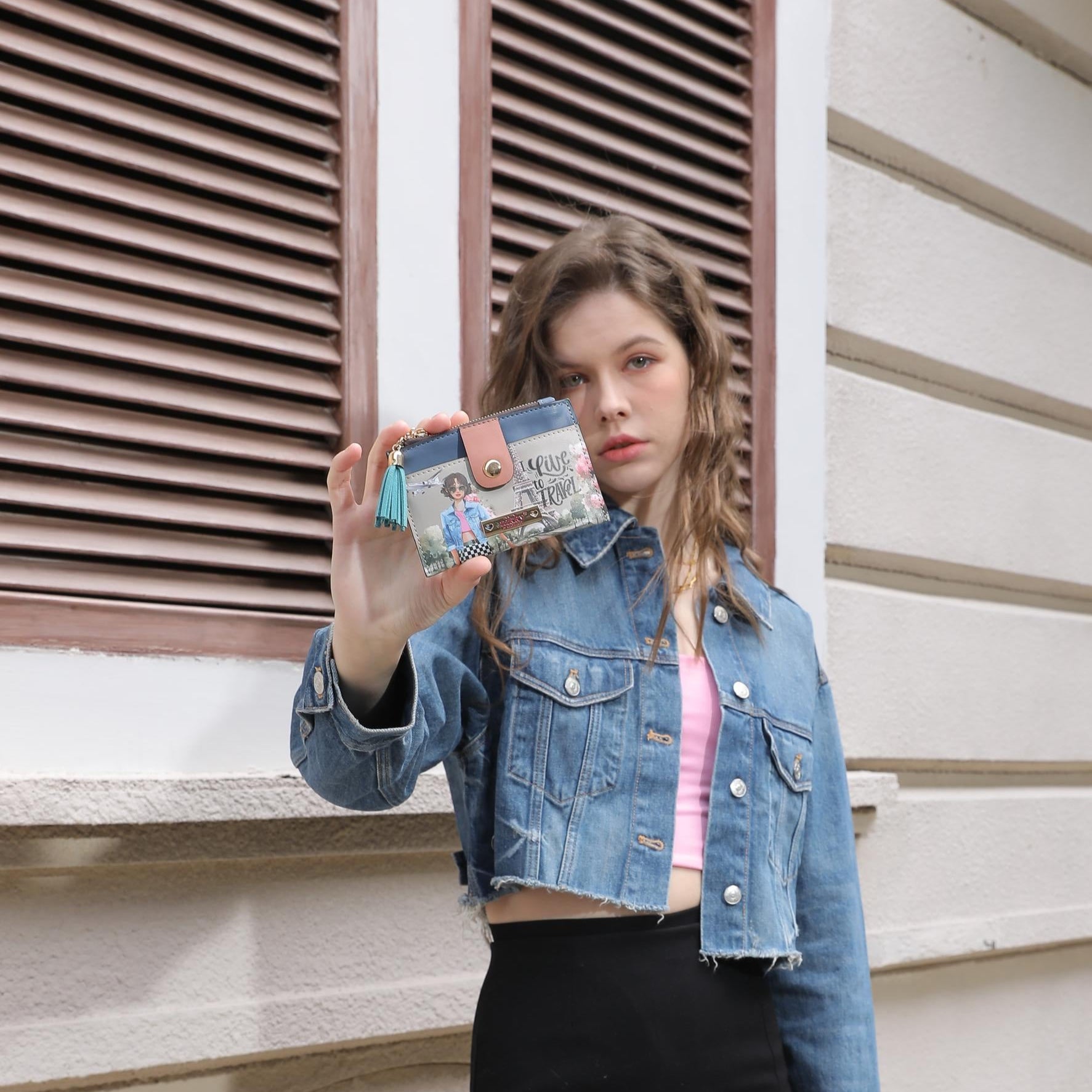 PORTA TARJETAS CON CREMALLERA (I LIVE TO TRAVEL)