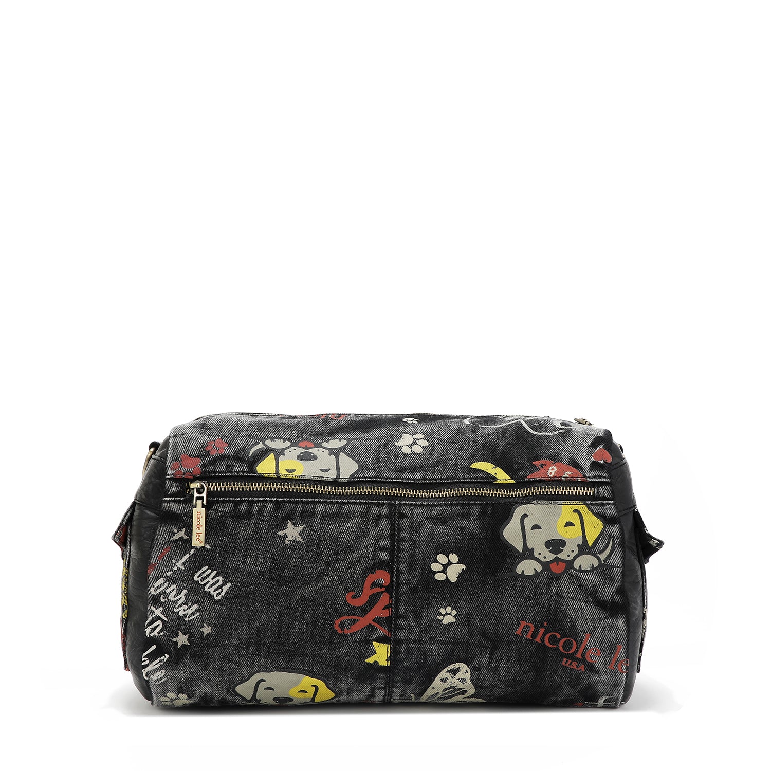 Messenger-Umhängetasche aus grauem Denim-Stoff