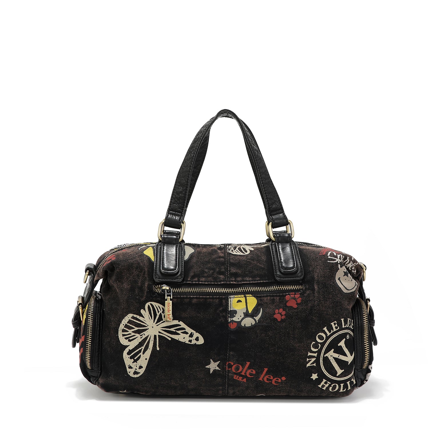 SAC À MAIN EN TISSU DENIM MARRON MOYEN