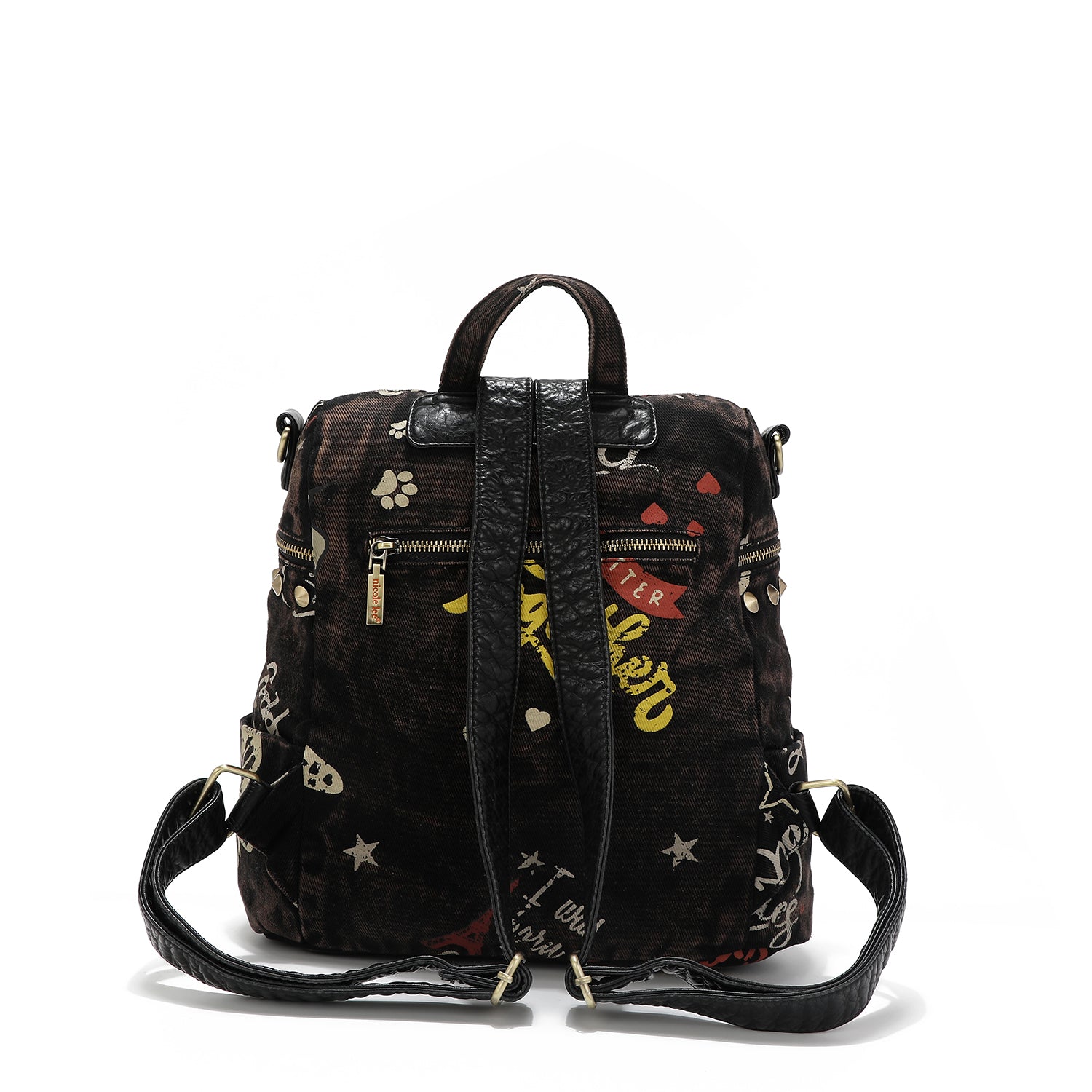 BROWN DENIM FABRIC BACKPACK / SHOULDER BAG