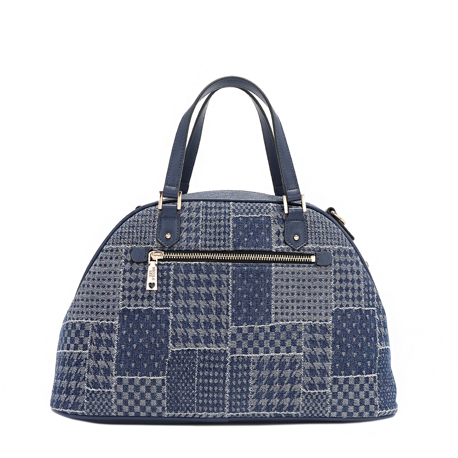 SACO SATCHEL DOME COM PATCH FLORAL (AZUL)