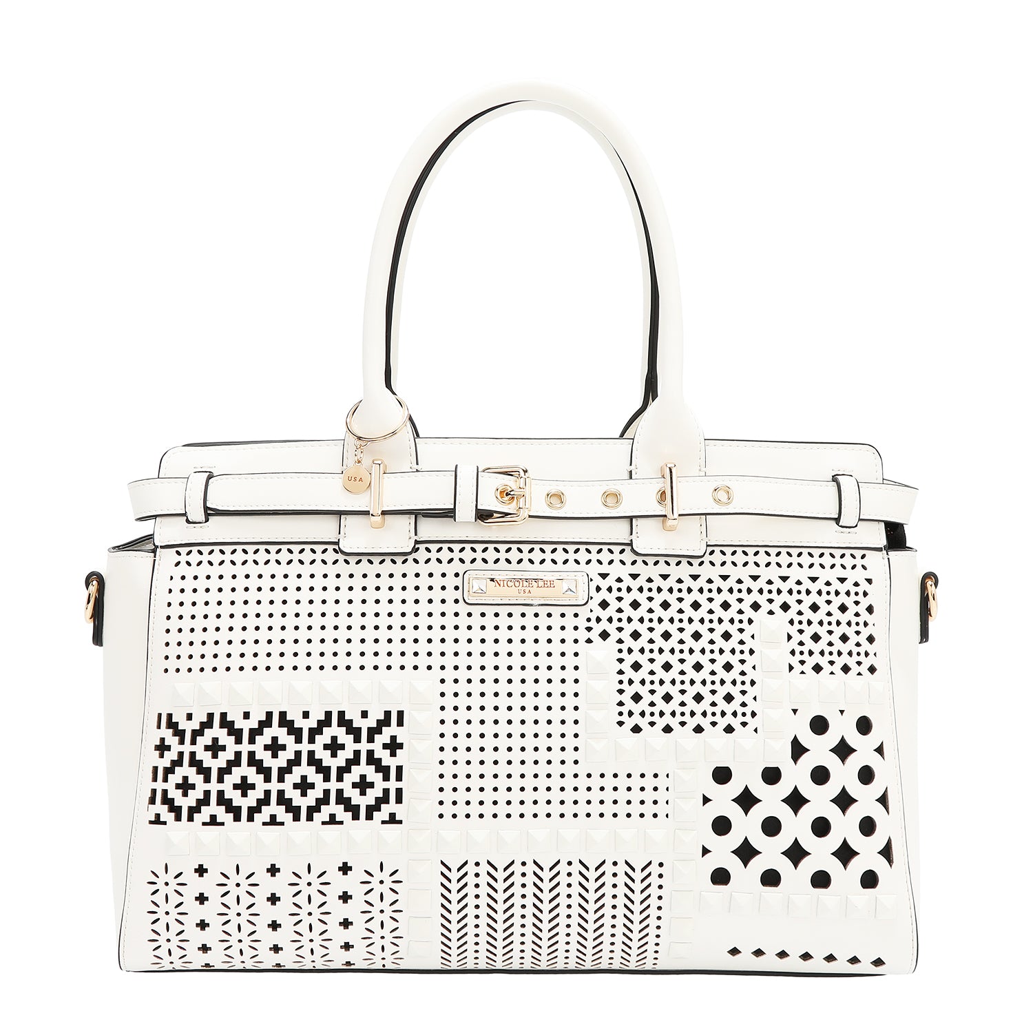 Sac à sacrel avec coupes géométriques (blanc)