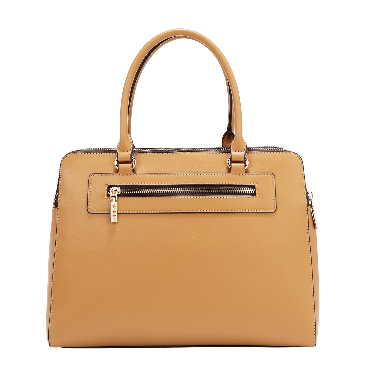 BOLSO DE MANO CON RECORTES GEOMÉTRICOS (ARENA)