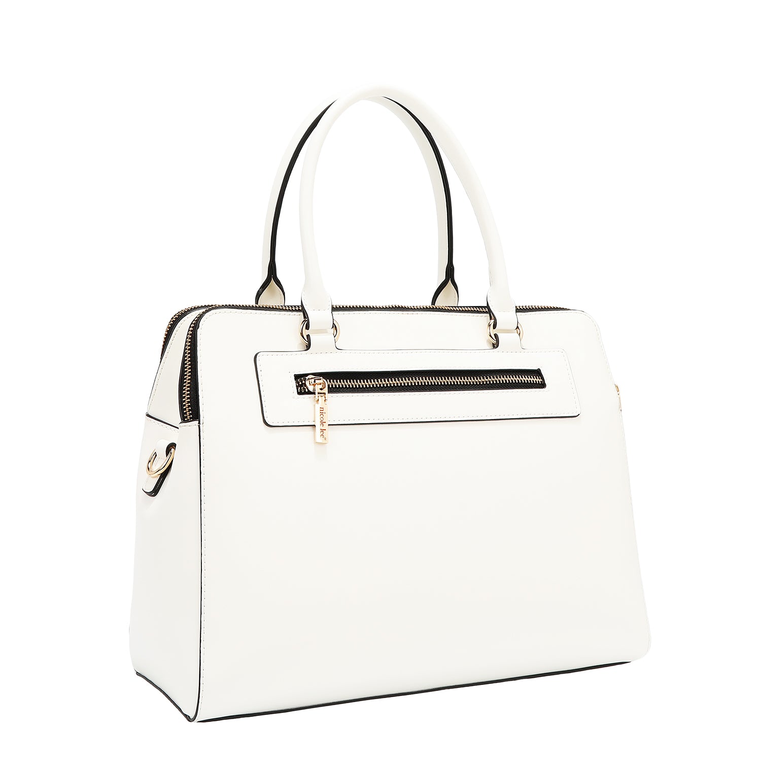 Borsa a mano con tagli geometrici (bianco)