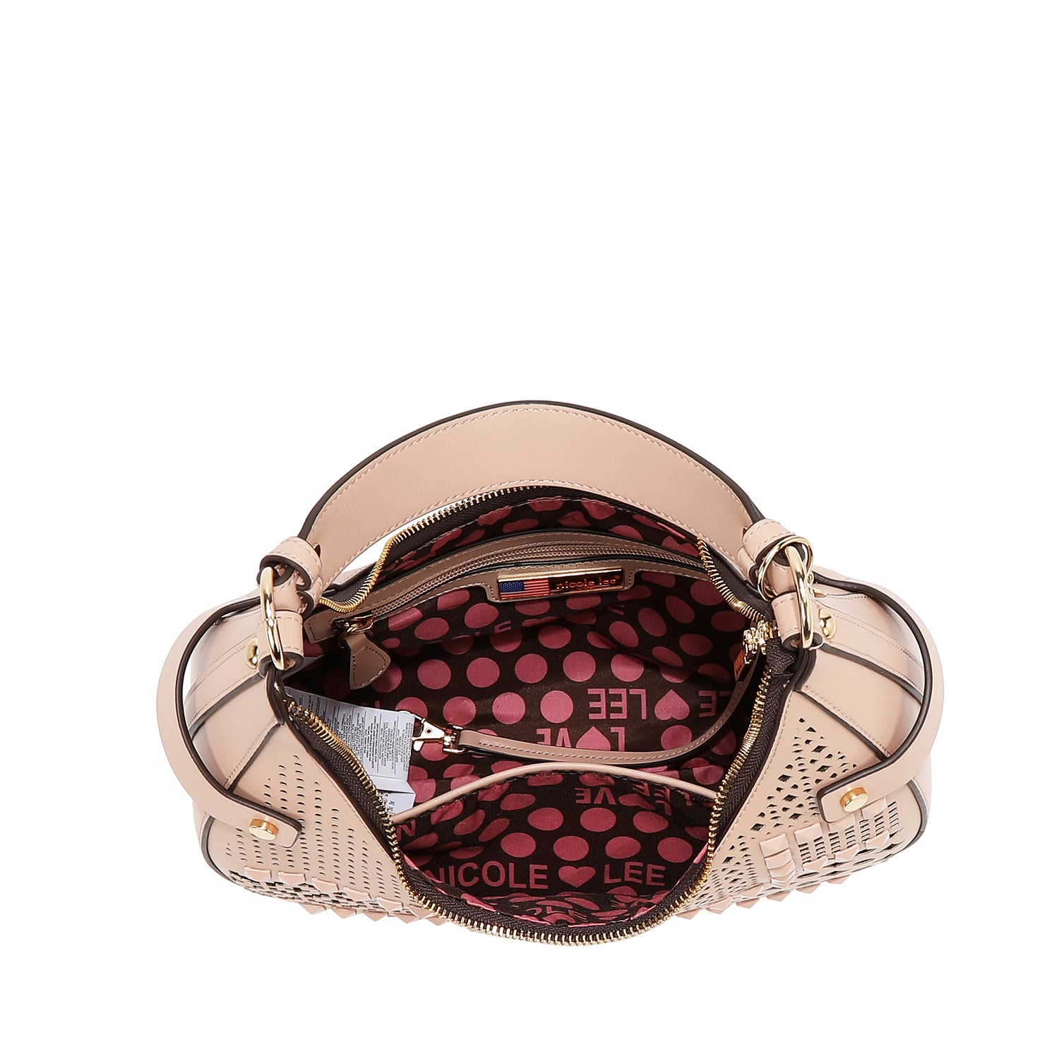 BOLSO DE HOMBRO CON RECORTE GEOMÉTRICO (ROSA)