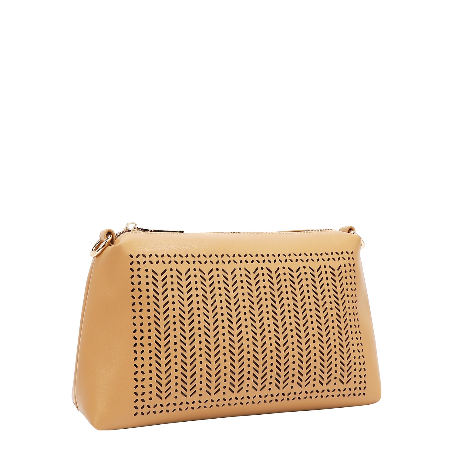 BOLSA DE DOS PIEZAS CON RECORTE GEOMÉTRICO (ARENA)