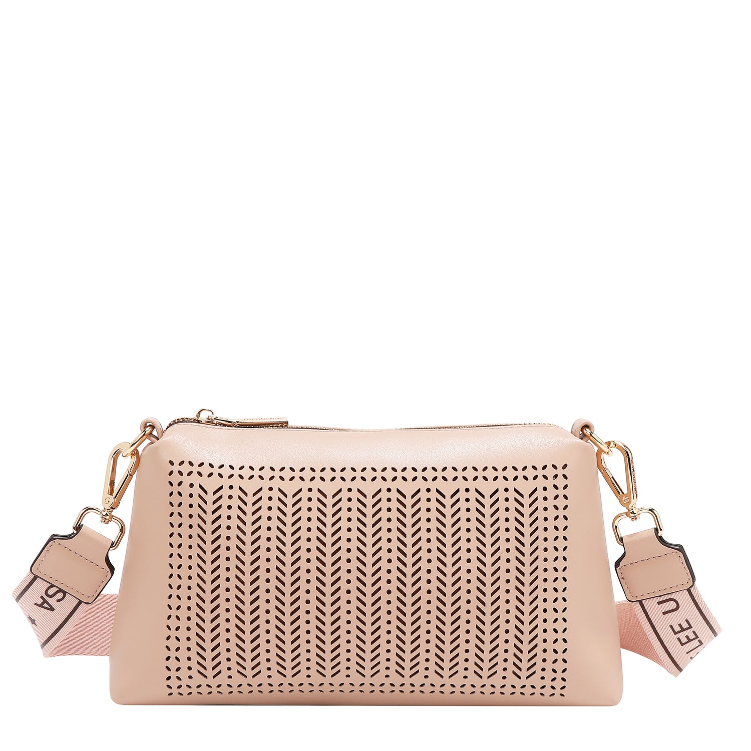 BOLSA DE DOS PIEZAS CON RECORTE GEOMÉTRICO (ROSA)