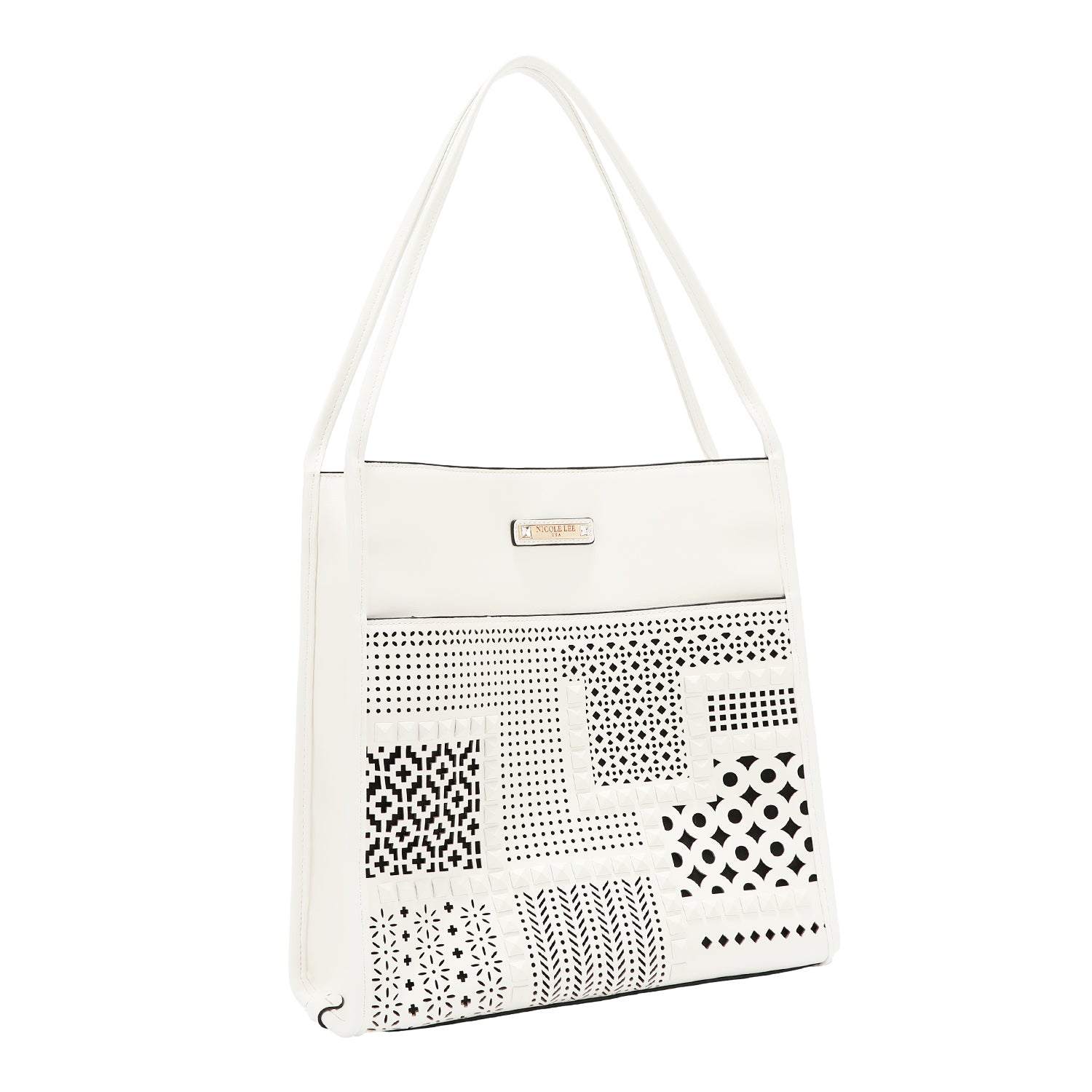 Two -piece bag with geometric cuts (white)