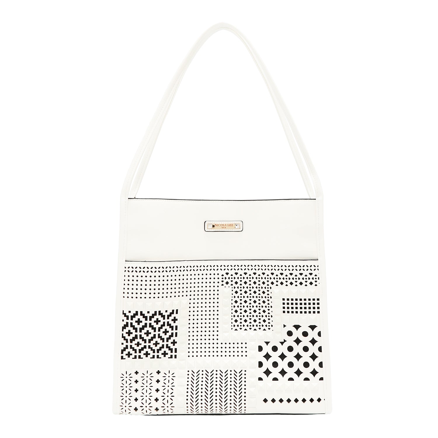 Two -piece bag with geometric cuts (white)