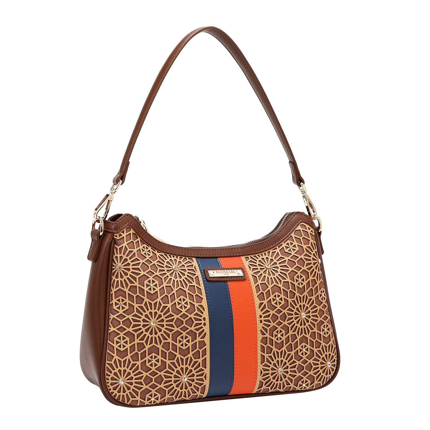 GEOMETRIC LASER CUT SHOULDER BAG (MARRON)