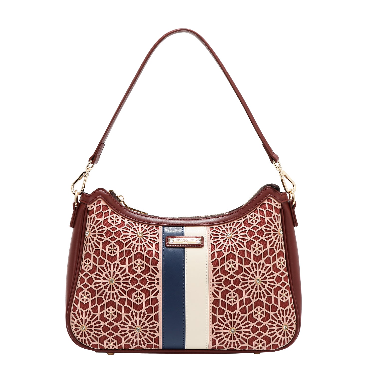 GEOMETRIC LASER CUT SHOULDER BAG (VINO)
