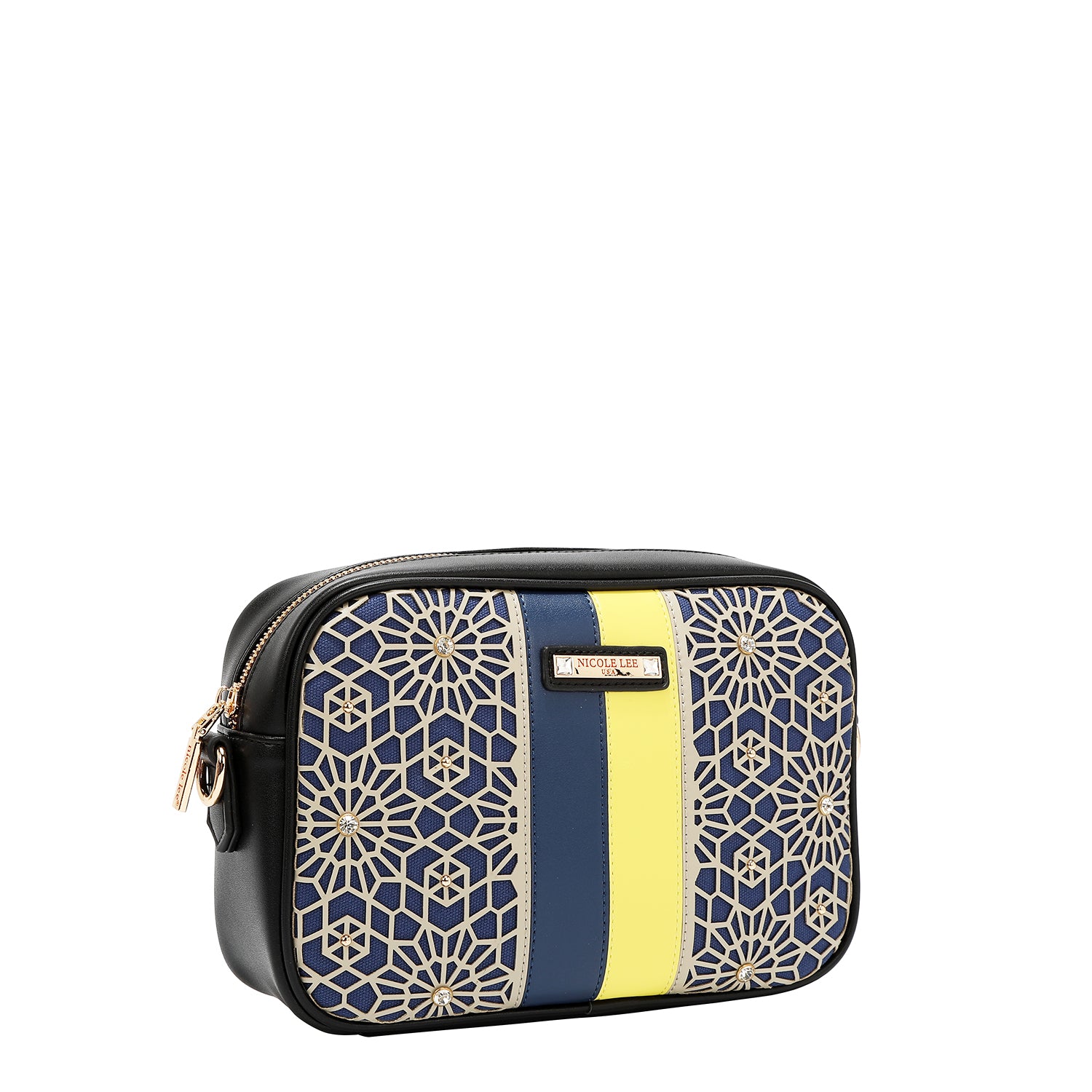 BOLSO BANDOLERA GEOMÉTRICO CORTADO A LÁSER (NEGRO)