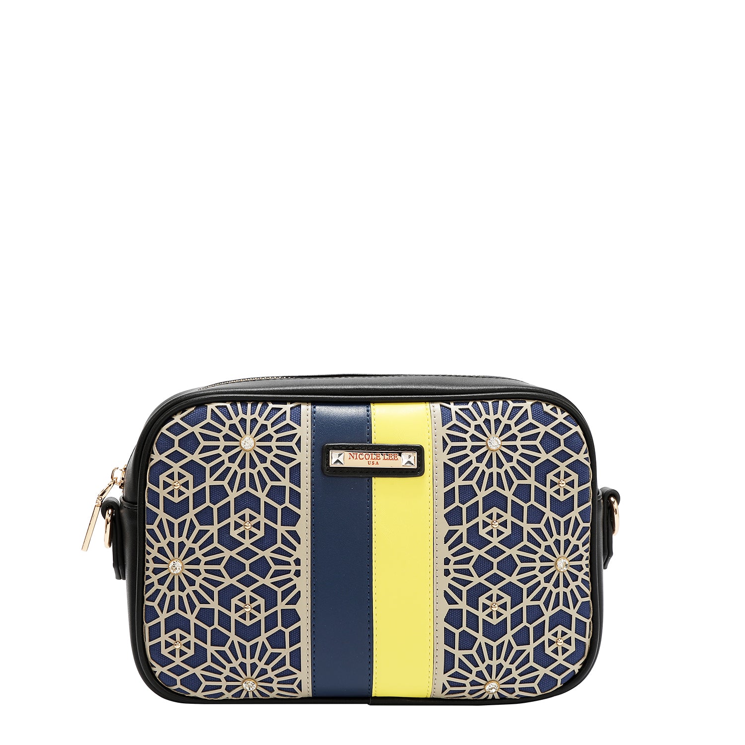 BOLSO BANDOLERA GEOMÉTRICO CORTADO A LÁSER (NEGRO)