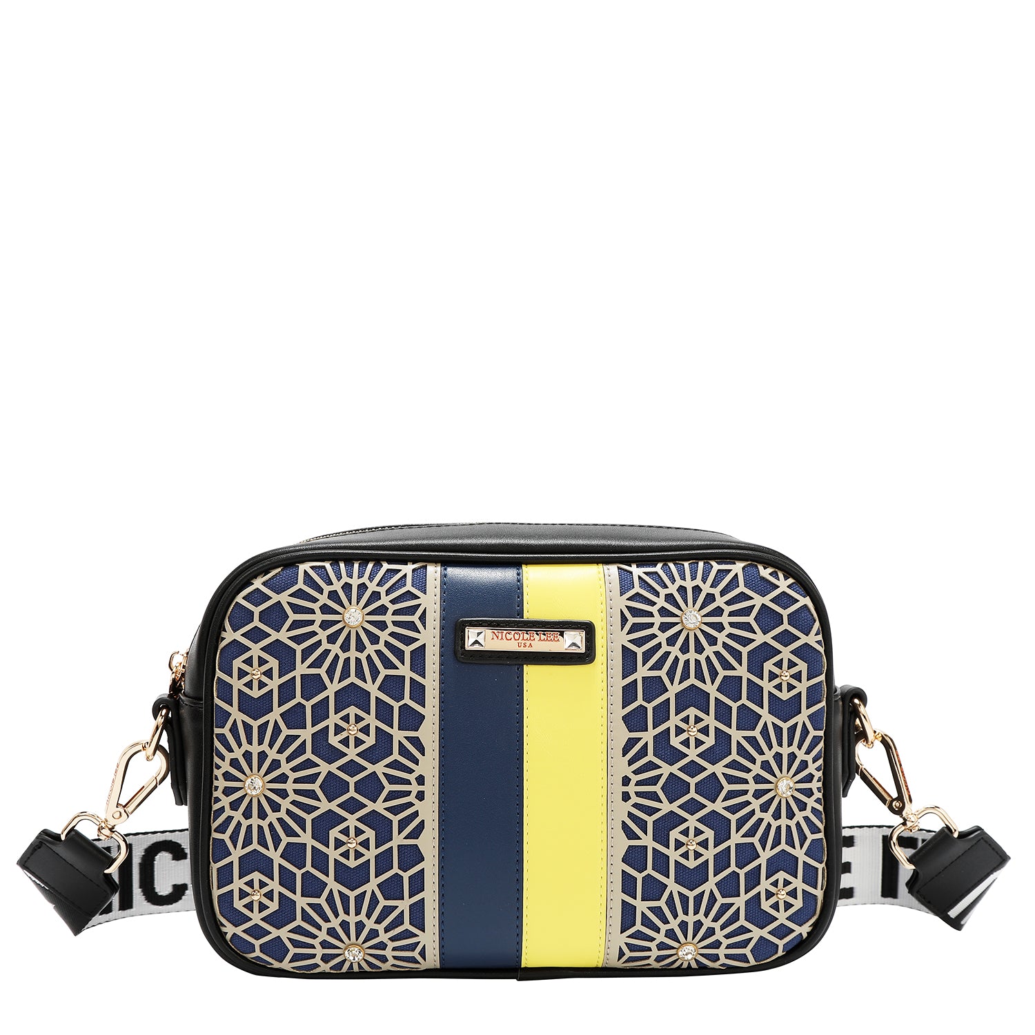 BOLSO BANDOLERA GEOMÉTRICO CORTADO A LÁSER (NEGRO)