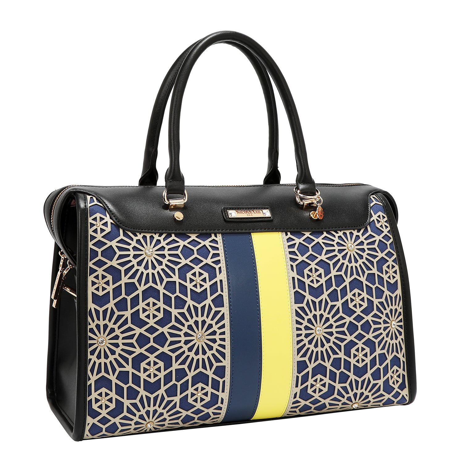 BOLSO BOSTON CON CORTE LÁSER GEOMÉTRICO (NEGRO)