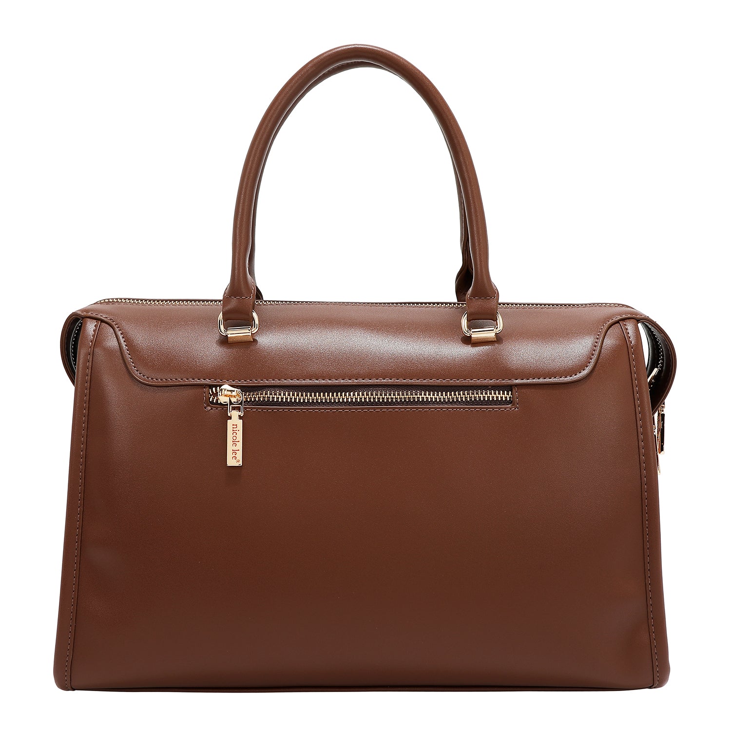 BOSTON BAG WITH GEOMETRIC LASER CUT (BROWN)