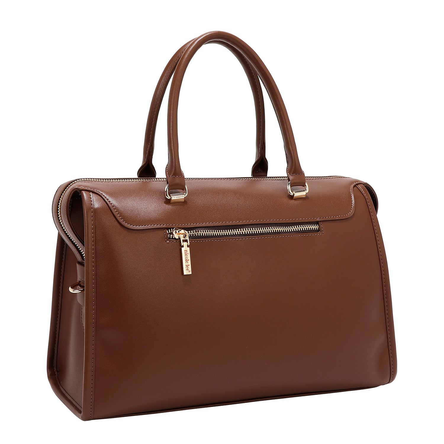 BOSTON BAG WITH GEOMETRIC LASER CUT (BROWN)