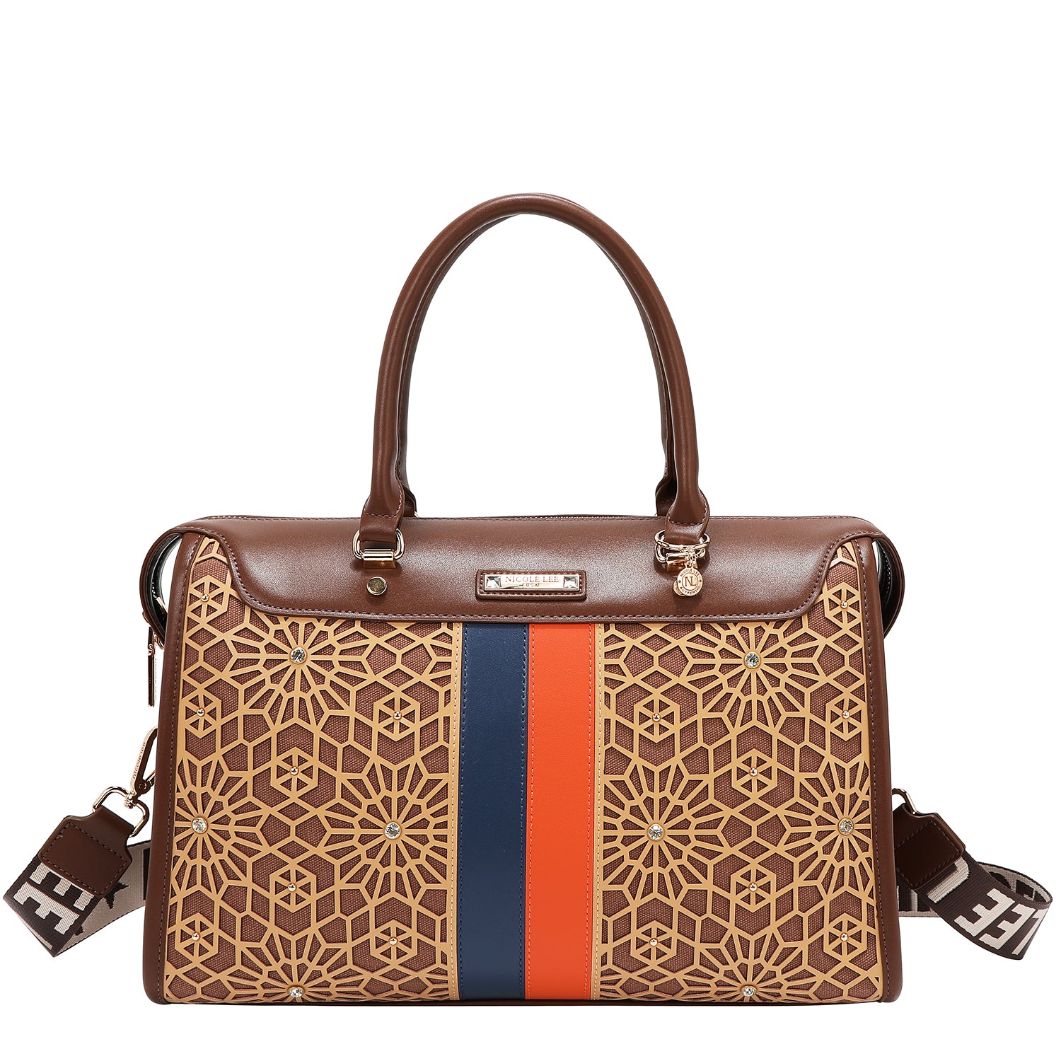 BOLSO BOSTON CON CORTE LÁSER GEOMÉTRICO (MARRON)