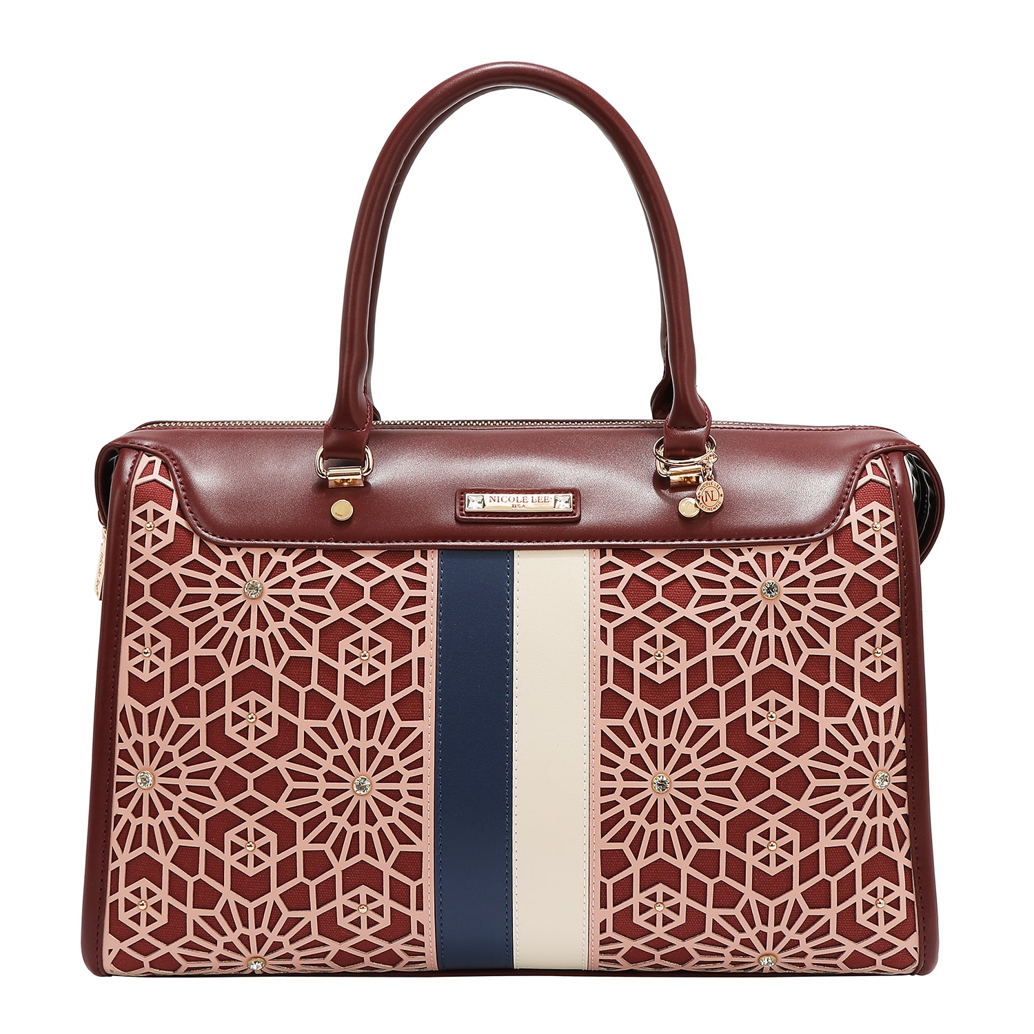 BOSTON BAG WITH GEOMETRIC LASER CUT (WINE)