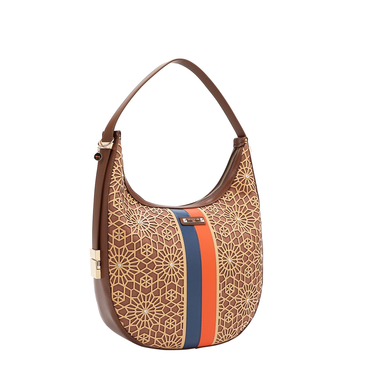 BOLSO HOBO GEOMÉTRICO CORTADO CON LÁSER (MARRON)