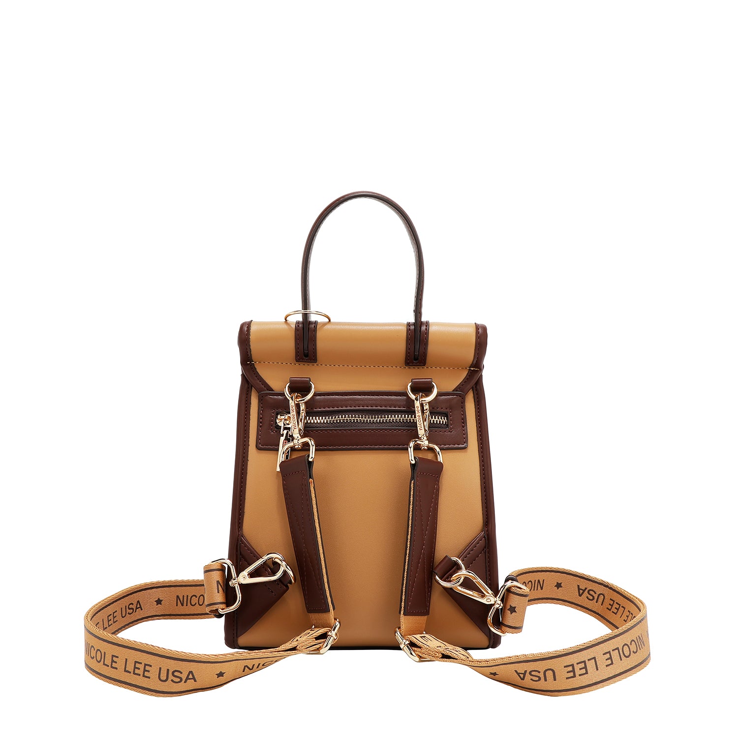 Cabrio -Rucksack mit geometrischem Schnitt/Beutel mit oberem Griff (Sand)