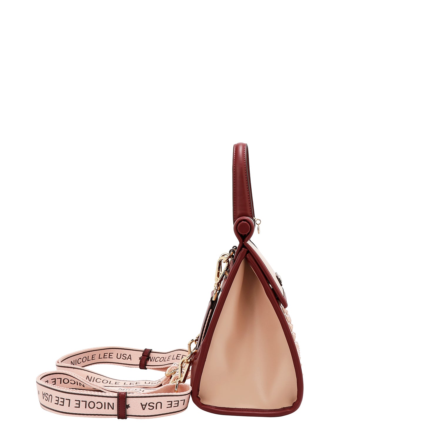 Convertible backpack with geometric cut/bag with upper handle (pink)