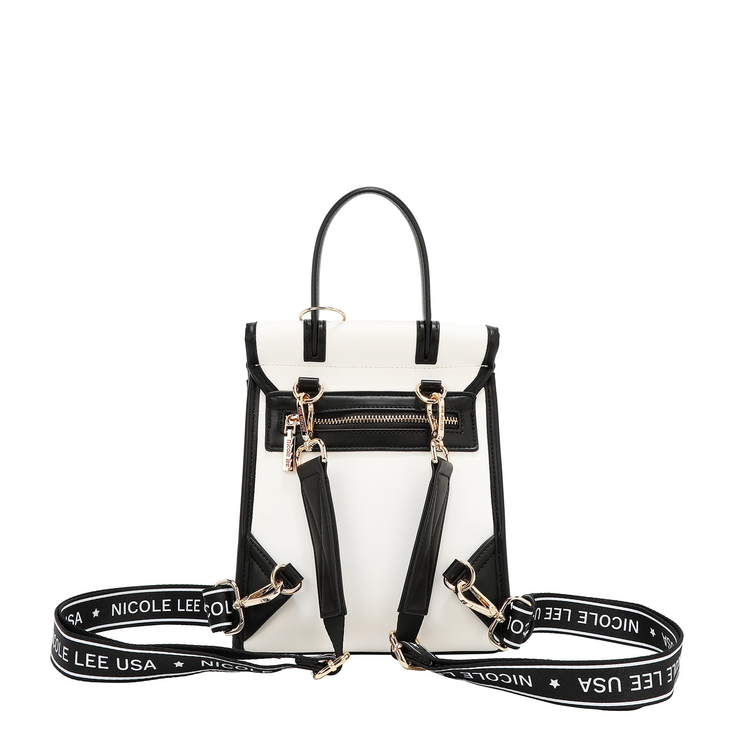 Zaino convertibile con taglio/sacchetto geometrico con manico superiore (bianco)