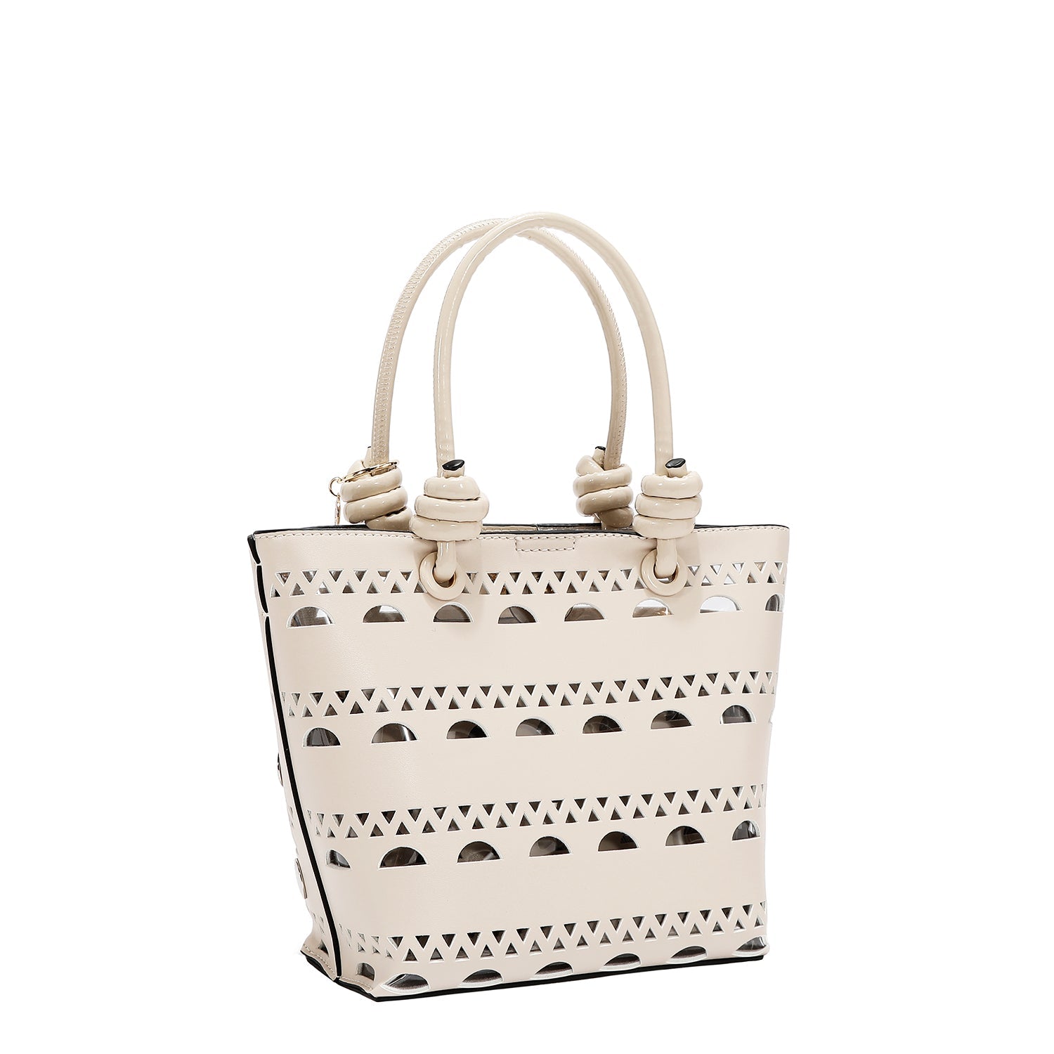2-PIECE BUCKET BAG WITH SILVER RIVETS (BEIGE)