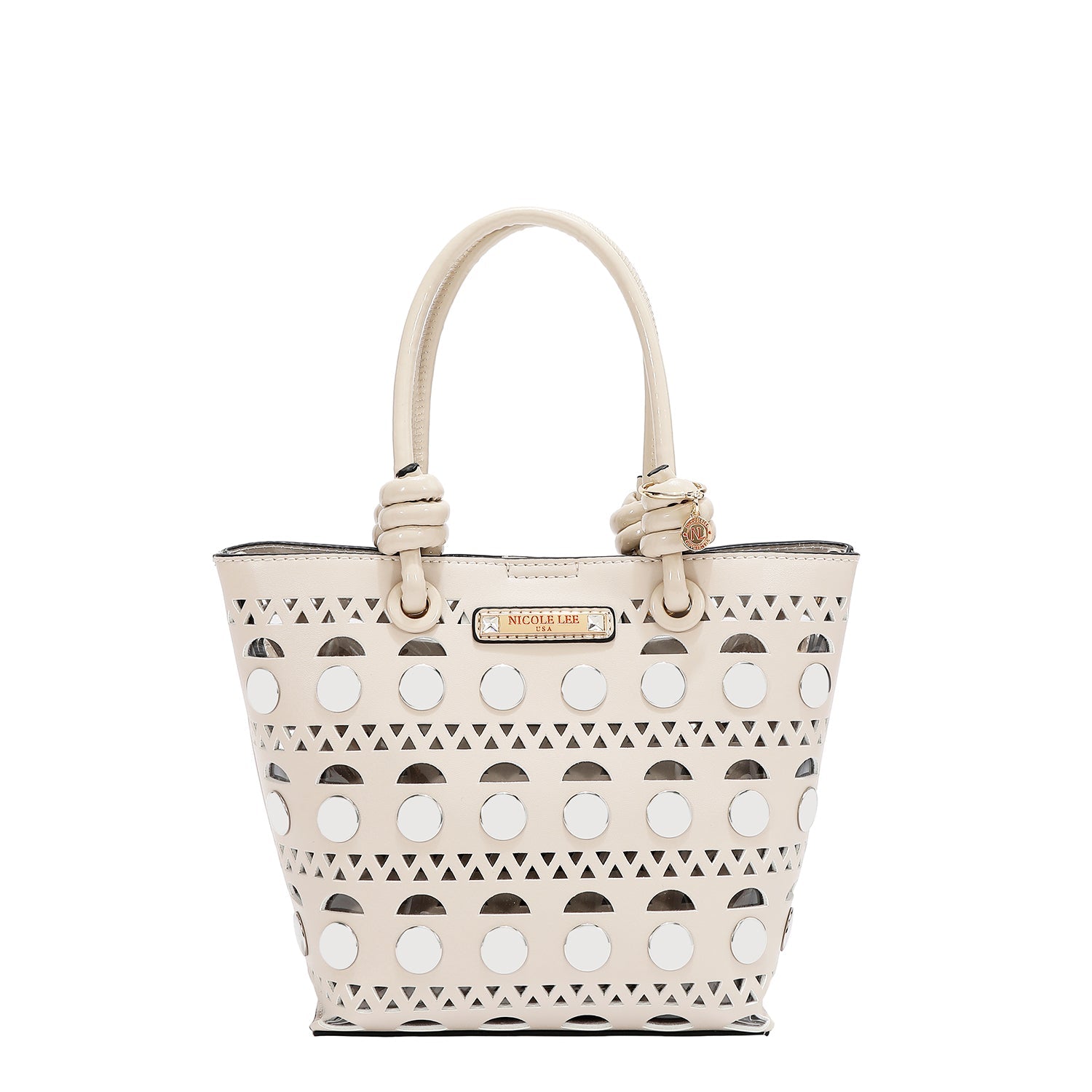 2-PIECE BUCKET BAG WITH SILVER RIVETS (BEIGE)