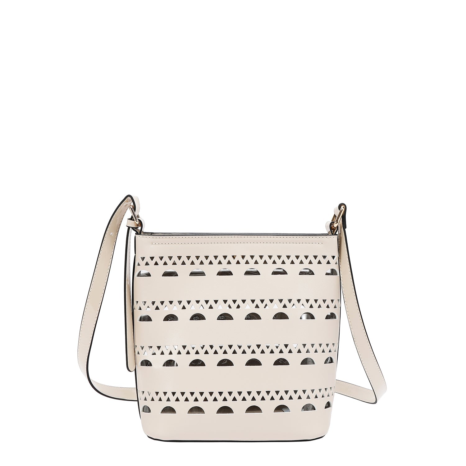BOLSA TIRACOLO COM TACHAS PRATA (BEGE)