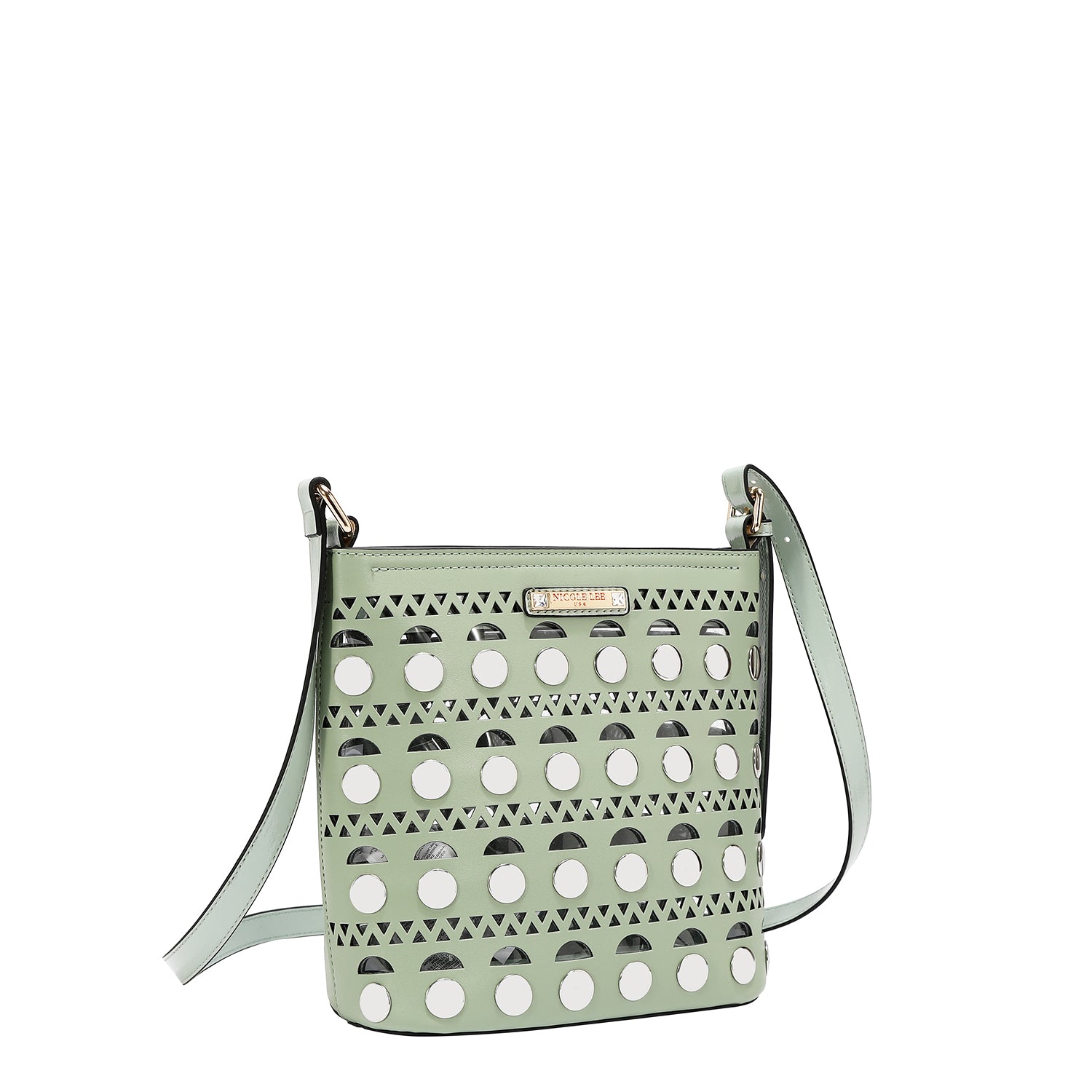 BOLSO BANDOLERA CON TACHUELAS PLATEADAS (VERDE)