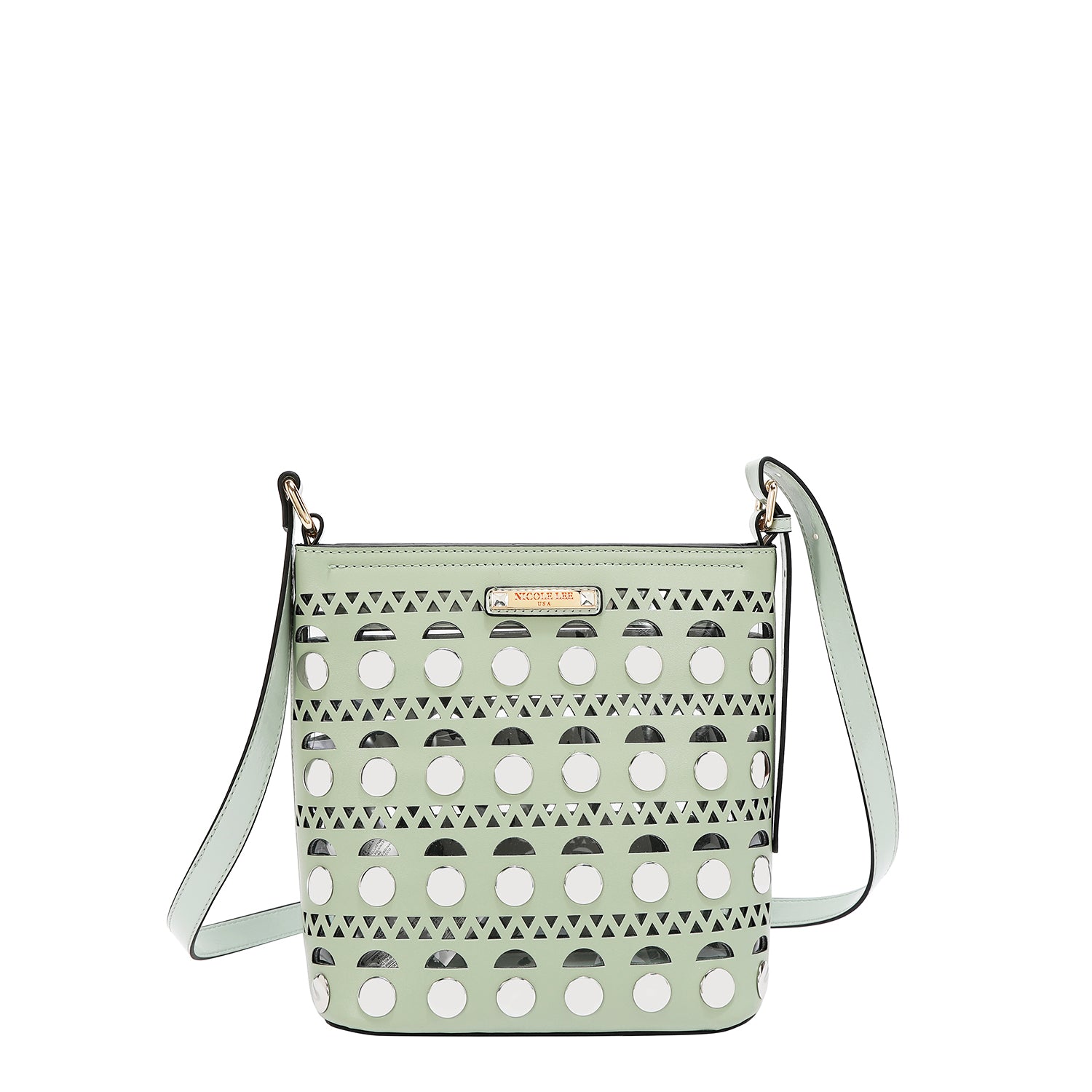 BOLSO BANDOLERA CON TACHUELAS PLATEADAS (VERDE)