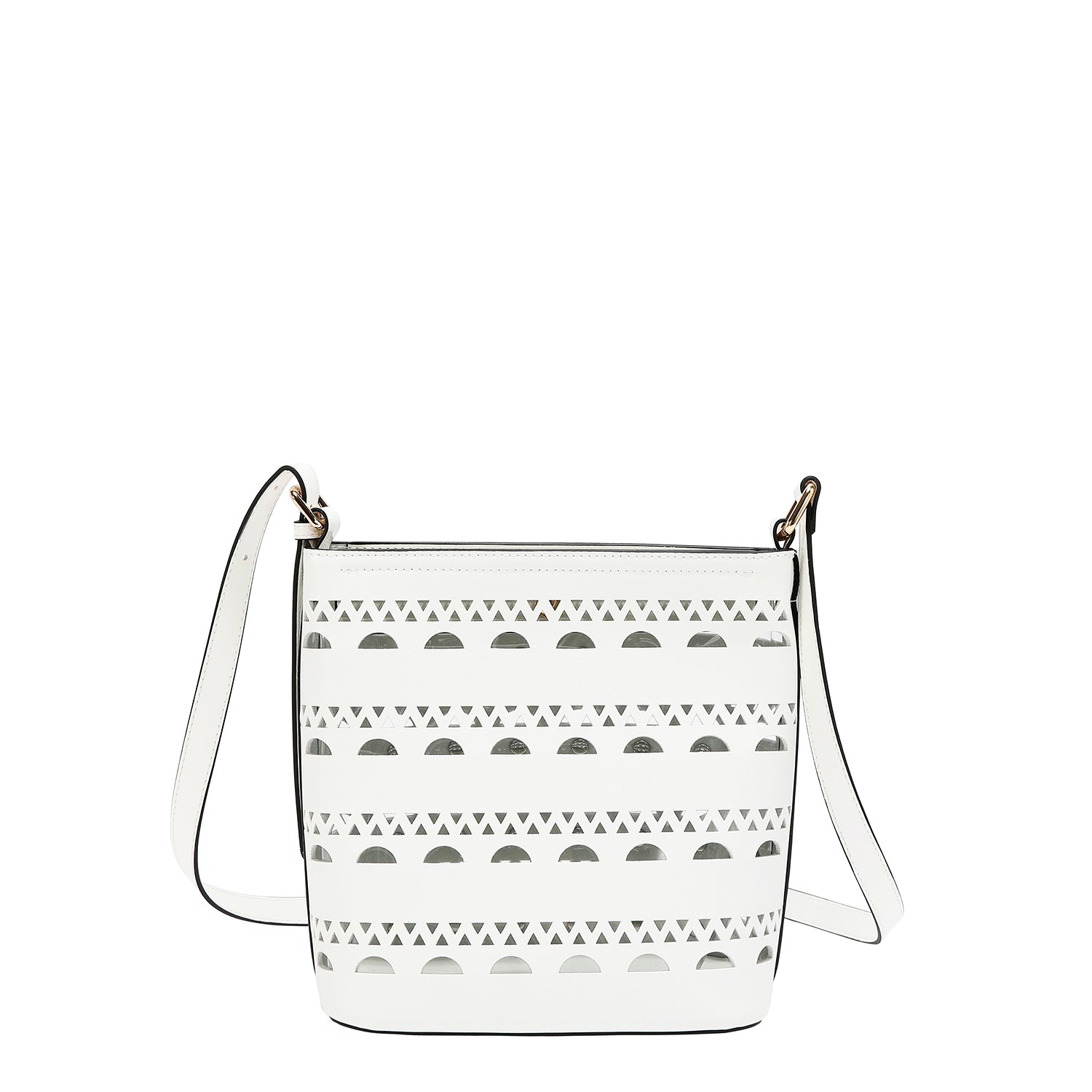 BOLSO BANDOLERA CON TACHUELAS PLATEADAS (BLANCO)