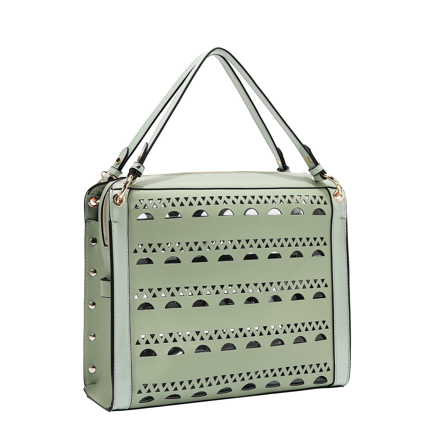 BOLSA COM TACHAS PRATA (VERDE)