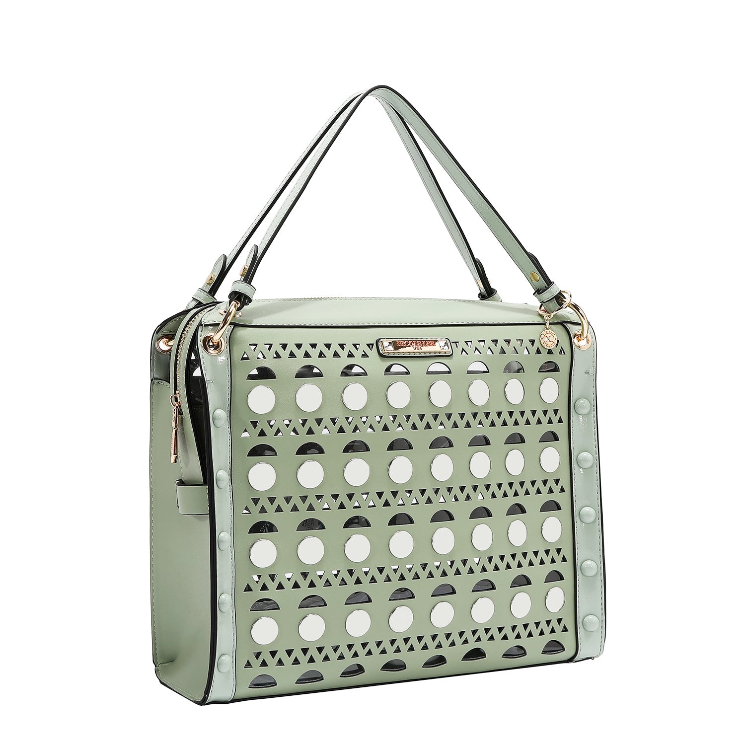 BOLSA COM TACHAS PRATA (VERDE)