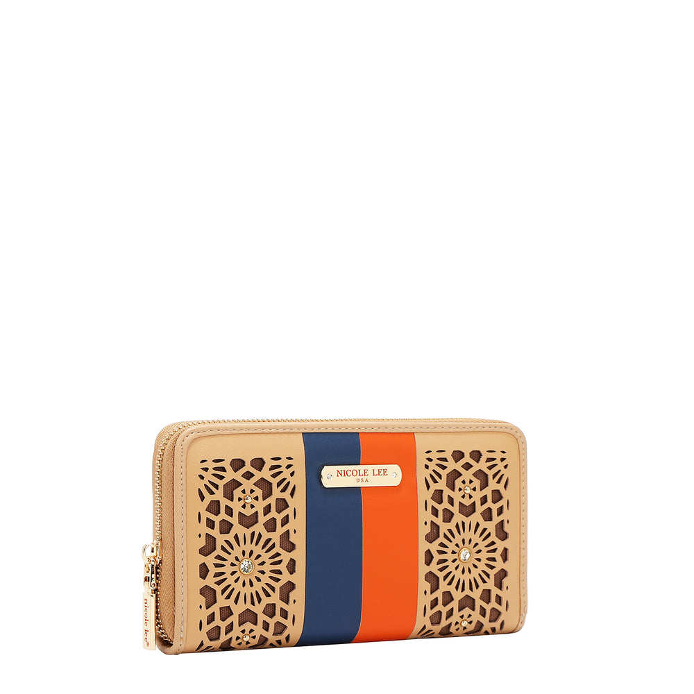 WALLET WITH GEOMETRIC CUTOUT (BEIGE)