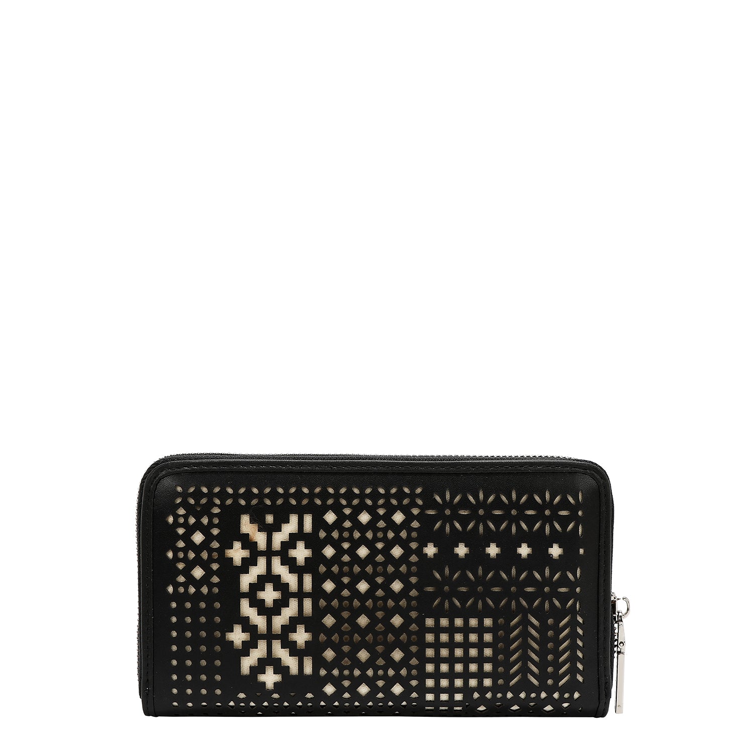 Portfolio mit geometrischem Schnitt (schwarz)